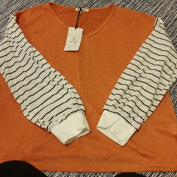 Orange black and cream striped top - Picture 5 of 5